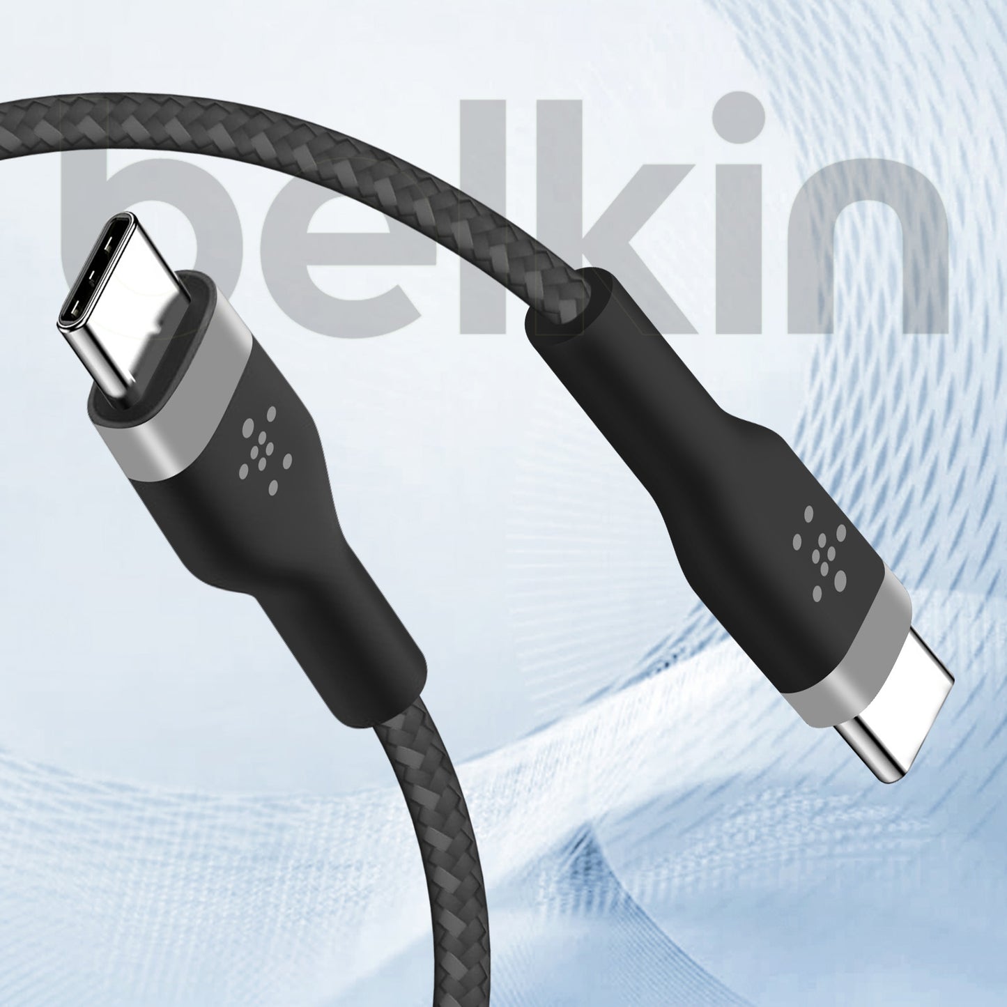 Câble à gaine tressée USB-C vers USB-C (60W) 1m Noir BELKIN (Officiel)