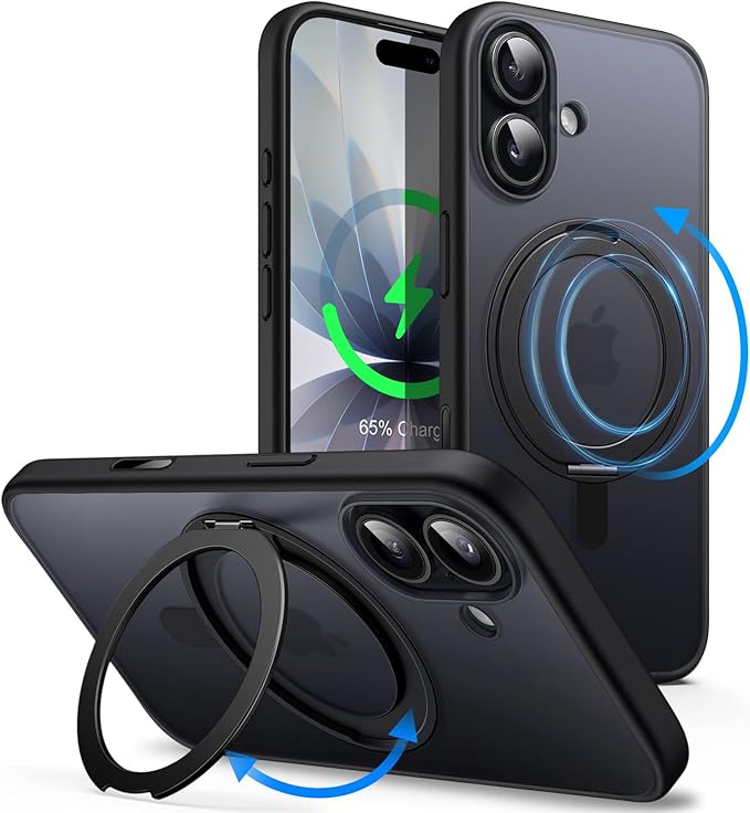 Coque Metal Ring MagSafe iPhone 17 (Noir)