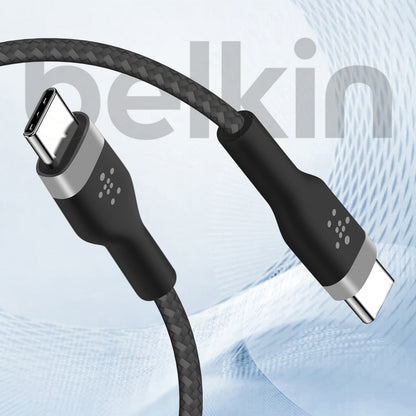 Câble à gaine tressée USB-C vers USB-C (60W) 1m Noir BELKIN (Officiel)