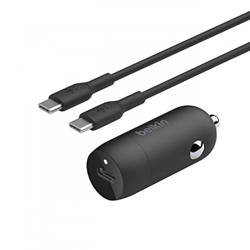 BELKIN Combo Chargeur Voiture USB-C (30 W) + Câble USB-C 1m (Noir)