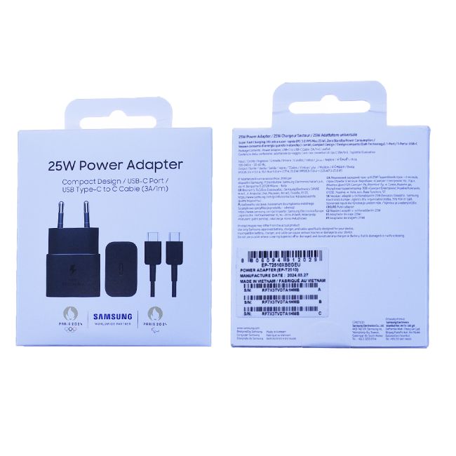 Chargeur Complet Samsung USB-C (25W) Noir
